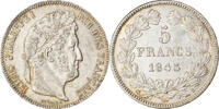 France 5 Francs Coin, Louis-Philippe, Rouen, Silver -