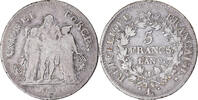 France 5 Francs Coin, Union et Force, Bayonne, Silver -