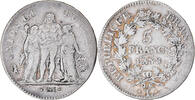France 5 Francs Coin, Union et Force, Bayonne, Silver -