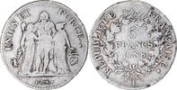 France 5 Francs Coin, Union et Force, Bayonne, Silver -