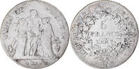 France 5 Francs Coin, Union et Force, Perpignan, Silver -