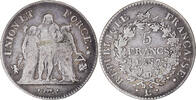 France 5 Francs Coin, Union et Force, Bayonne, Silver -