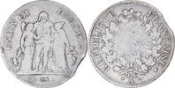 France 5 Francs Coin, Union et Force, Paris, Clipped, Silver -