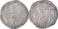 France 1/4 Ecu 1581 Rennes Coin, Henri III, Rennes, Silver, Sombart:4662 VF(30-35)