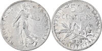 France 50 Centimes Coin, Semeuse, Paris, Silver, KM:854 -