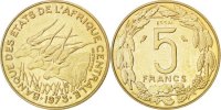 Central African States 5 Francs Coin, Paris, Aluminum-Bronze -