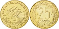 Central African States 25 Francs Coin, Paris, Aluminum-Bronze -