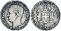 Greece Drachma Coin, George I, Paris, Silver, KM:38 -