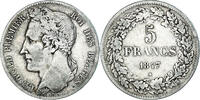 Belgium 5 Francs, 5 Frank Coin, Leopold I, Silver, KM:3.2 -