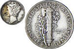 United States Dime Coin, Mercury Dime, Philadelphia, Silver -