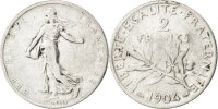 France 2 Francs Coin, Semeuse, Silver, KM:845.1, Gadoury:532 -