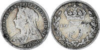 Great Britain 3 Pence Coin, Victoria, Silver, KM:777 -