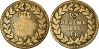 France Decime Coin, Louis XVIII, Strasbourg, Bronze, KM:701 -