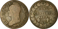 France 5 Centimes Coin, Dupré, Strasbourg, Bronze, KM:640.4 -