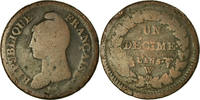 France Decime Coin, Dupré, Lille, Bronze, KM:644.11 -