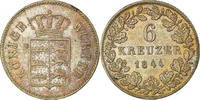 German States 6 Kreuzer Coin, WURTTEMBERG, Wilhelm I, Silver -
