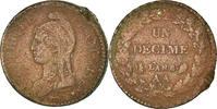 France Decime Coin, Dupré, Metz, Bronze, KM:644.2 -