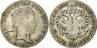 Austria 20 Kreuzer Coin, Ferdinand I, Milan, Silver, KM:2208 -