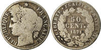 France 50 Centimes Coin, Cérès, Paris, Silver, KM:834.1 -