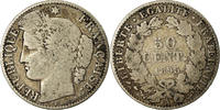 France 50 Centimes Coin, Cérès, Paris, Silver, KM:834.1 -