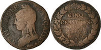 France 5 Centimes Coin, Paris, error partial collar strike -