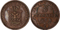 German States 3 Pfennig Coin, SCHWARZBURG-SONDERSHAUSEN, G, Arnstadt -