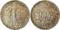 France 50 Centimes Coin, Semeuse, Paris, Silver, KM:854 -