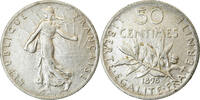 France 50 Centimes Coin, Semeuse, Paris, Silver, KM:854 -