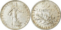France 50 Centimes Coin, Semeuse, Paris, Silver, KM:854 -