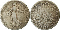 France 50 Centimes Coin, Semeuse, Paris, Silver, KM:854 -