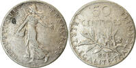 France 50 Centimes Coin, Semeuse, Paris, Silver, KM:854 -