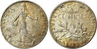 France 50 Centimes Coin, Semeuse, Paris, Silver, KM:854 -