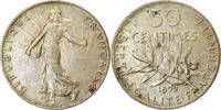 France 50 Centimes Coin, Semeuse, Paris, Silver, KM:854 -