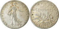 France 50 Centimes Coin, Semeuse, Paris, Silver, KM:854 -