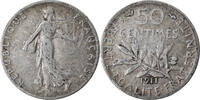 France 50 Centimes Coin, Semeuse, Silver, KM:854, Gadoury:420 -