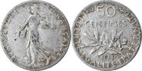 France 50 Centimes Coin, Semeuse, Paris, Silver, KM:854 -