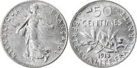 France 50 Centimes Coin, Semeuse, Paris, Silver, KM:854 -
