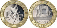 France 10 Francs Coin, Génie, Paris, Proof, Aluminum-Bronze -