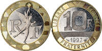 France 10 Francs Coin, Génie, Paris, Proof, Aluminum-Bronze -