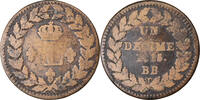 France Decime Coin, Louis XVIII, Strasbourg, Bronze, KM:701 -