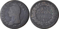 France Decime Coin, Dupré, Bordeaux, Bronze, KM:644.8 -