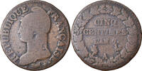 France 5 Centimes Coin, Paris, Copper -