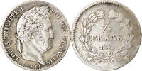 France 1/4 Franc Coin, Louis-Philippe, Lille, Silver -