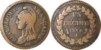 France Decime Coin, Dupré, Paris, Bronze, KM:644.1 -