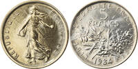 France 5 Francs Coin, Semeuse, Paris, FDC, Nickel Clad -