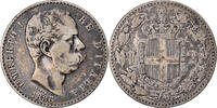 Italy 2 Lire Coin, UMBERTO I RE D'ITALIA, Rome, Silver -