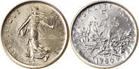 France 5 Francs Coin, Semeuse, Paris, Nickel Clad -