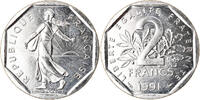 2 Francs 1991 Paris Frankreich Münze, Semeuse, Paris, Medal alignment, STGL STGL