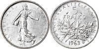 France 5 Francs 1963 Paris Coin, Semeuse, Paris, Silver, KM:926 AU(55-58)