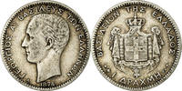 Greece Drachma Coin, George I, Paris, Silver, KM:38 -